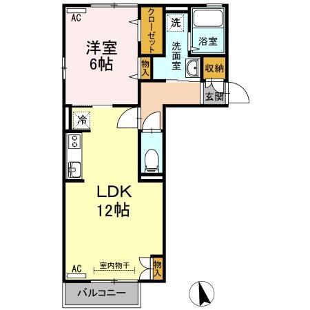 クローバーコートII(1LDK/2階)の間取り写真