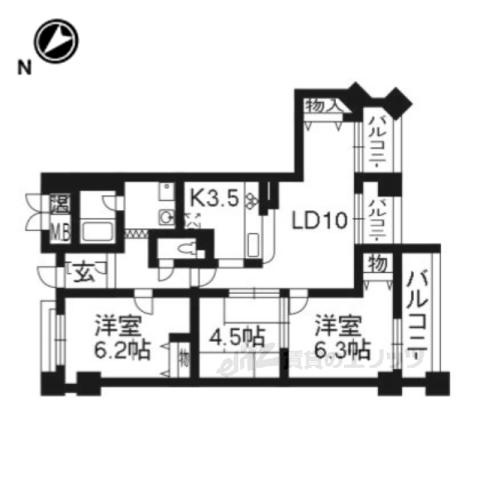 べラジオ嵐山502(3LDK/5階)の間取り写真