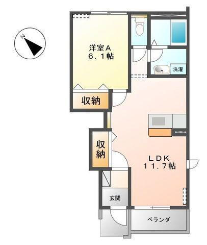 東武佐野線 田沼駅 徒歩17分 2階建 築16年(1LDK/1階)の間取り写真