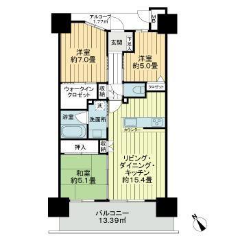 サーパス学校町レジデンス(3LDK/5階)の間取り写真