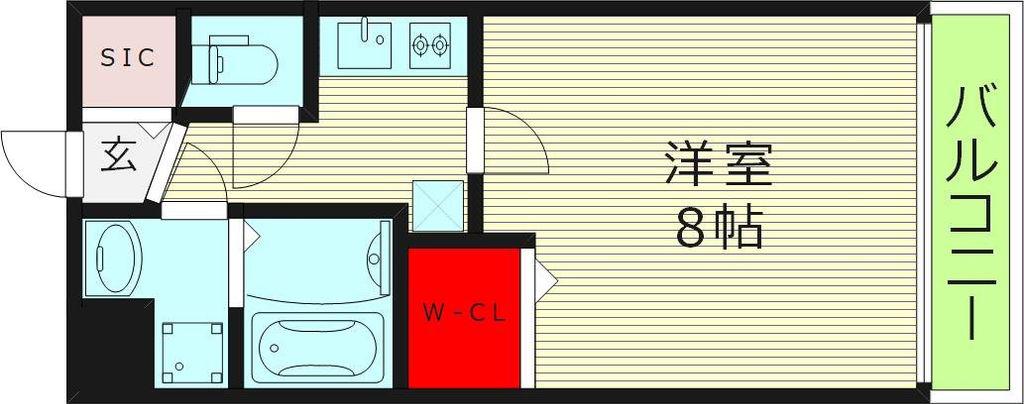 リンクス大阪城イーストレジデンス(1K/6階)の間取り写真