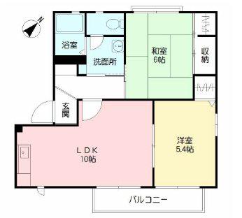 グラシアフィス春日原D(2LDK/2階)の間取り写真