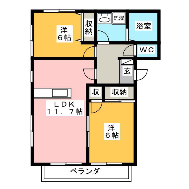 シトラスコートA(2LDK/1階)の間取り写真