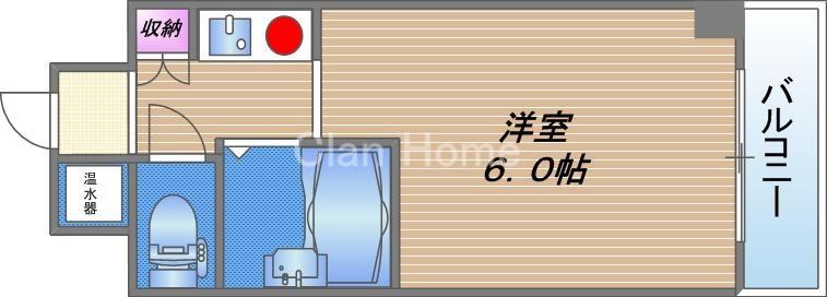 インターナショナル玉造(1K/6階)の間取り写真