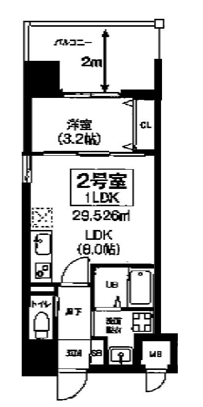 ビガーポリス486与力町公園II(1LDK/11階)の間取り写真