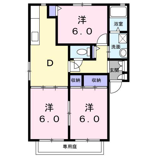 パークサイド328 C(3DK/1階)の間取り写真