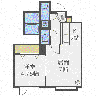 プルメリア真駒内(1LDK/2階)の間取り写真