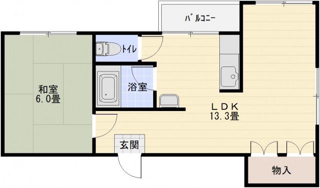 ノーブル国分(1LDK/2階)の間取り写真