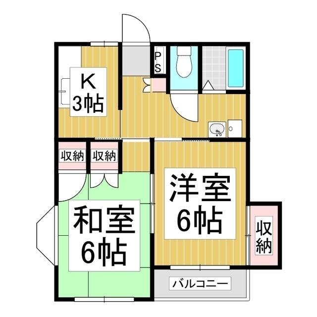コーポワタル(2K/2階)の間取り写真