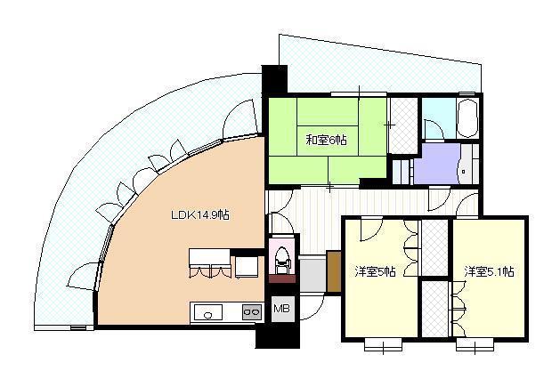 ダイアパレス三番町(3LDK/3階)の間取り写真