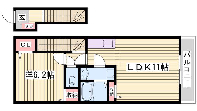 KSウエスト神戸(1LDK/2階)の間取り写真