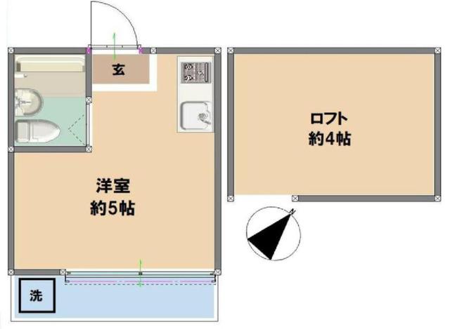 ジュネス小手指(ワンルーム/1階)の間取り写真