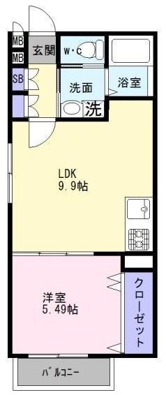 ALEGURIA鳳ノース(1LDK/3階)の間取り写真