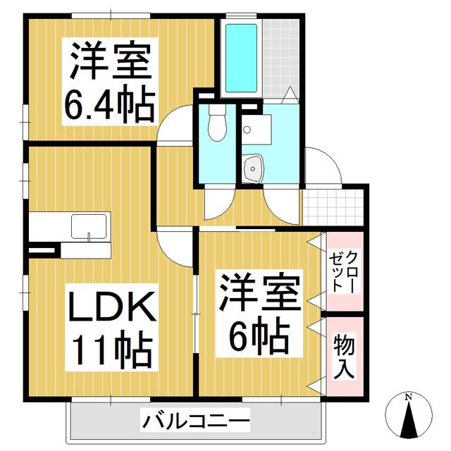 リビングタウン佐久平A(2LDK/1階)の間取り写真