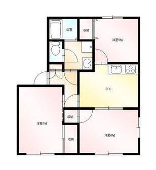 ポレール加藤(3DK/1階)の間取り写真