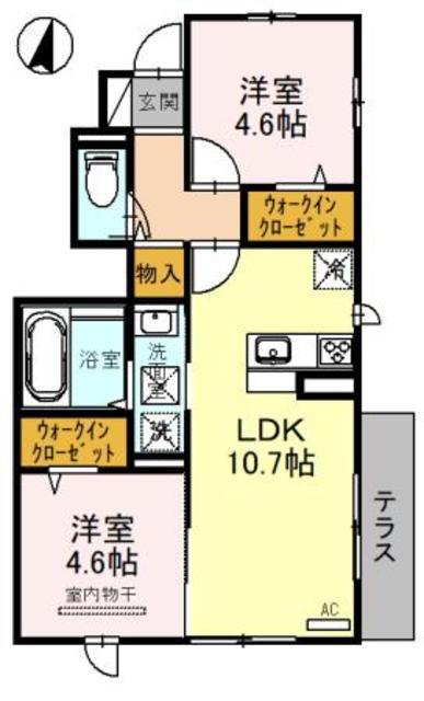 ヴェルドミール(2LDK/1階)の間取り写真