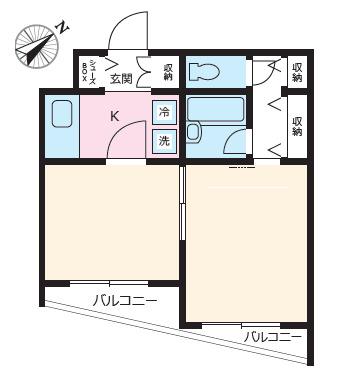 ワイケービー桜台(2K/2階)の間取り写真