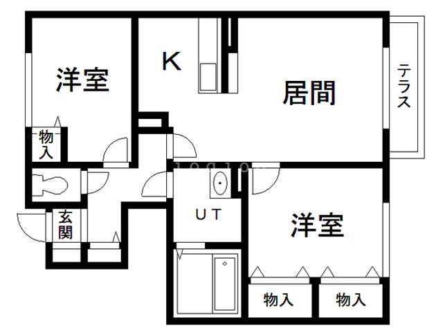 リビングタウン青葉 A(2LDK/1階)の間取り写真