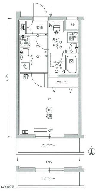 スカイコート小竹向原(1K/3階)の間取り写真