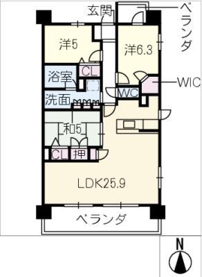 ダイアパレス桑名レジデンス(3LDK/2階)の間取り写真