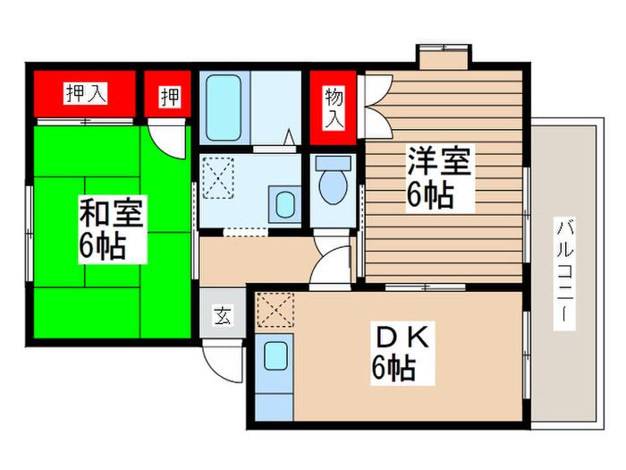 グリーンハイツ欅A(2DK/2階)の間取り写真