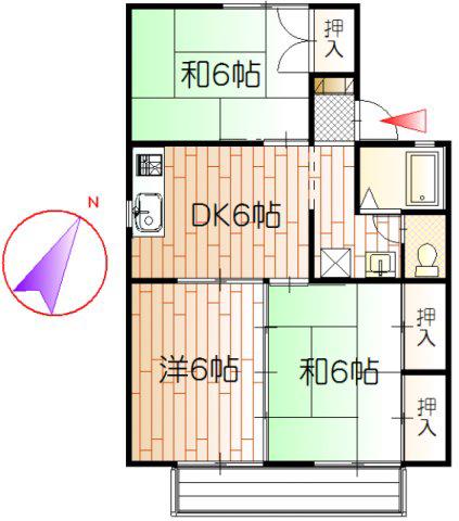 セジュール宮浦(3DK/1階)の間取り写真
