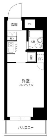 スカイコート川崎第2(1K/9階)の間取り写真