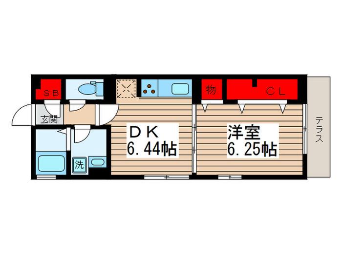 ロード花みずき(1DK/1階)の間取り写真
