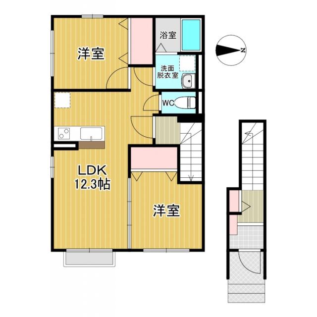 メゾンドオーブ(2LDK/2階)の間取り写真