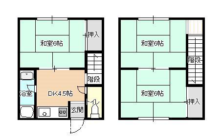 清香アパート メゾネット(3DK/1階)の間取り写真