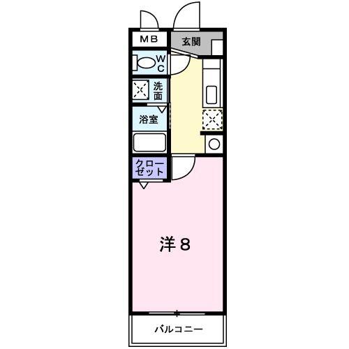 ハイツHIRO(1K/1階)の間取り写真