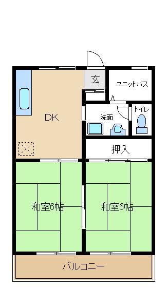 ハイツ高宮(2DK/1階)の間取り写真