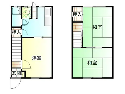 JR山陽本線 加古川駅 徒歩26分 2階建 築56年(3K/1階)の間取り写真