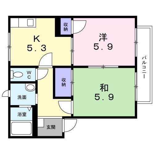 フレグランスAS D棟(2K/2階)の間取り写真