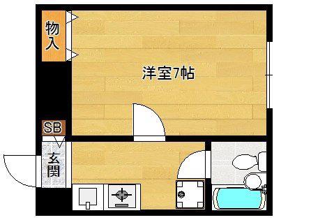 サンシティアビタシオン鴨川(1K/1階)の間取り写真