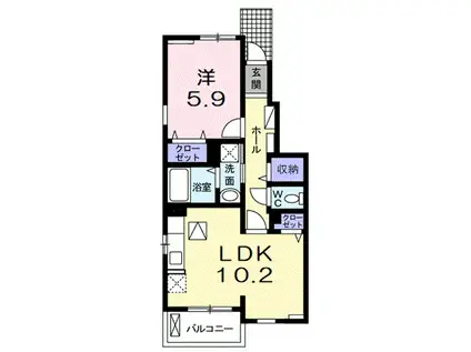 グリーン琥珀 II(1LDK/1階)の間取り写真