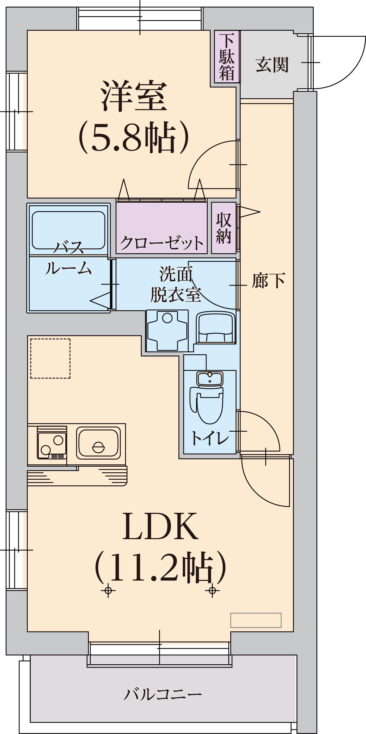 フクルーエ平成高田(1LDK/3階)の間取り写真