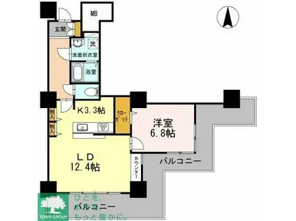 品川シーサイドビュータワーI(1LDK/22階)の間取り写真