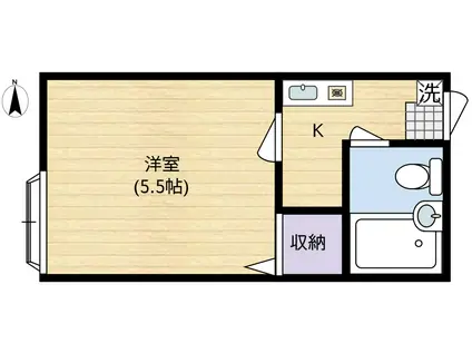 アクアシティ春江(1K/1階)の間取り写真