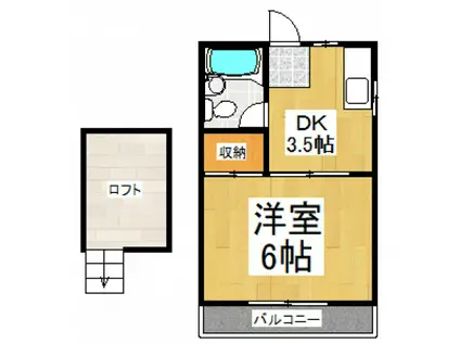 東村山YKハイツ(1K/2階)の間取り写真