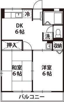 山王ハイツ(2DK/2階)の間取り写真