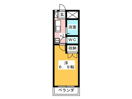 リズスクエア 中棟(1K/1階)の間取り写真