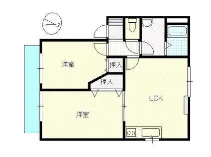 スカイハイツ(2LDK/1階)の間取り写真