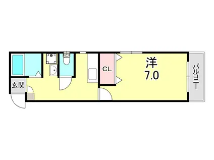 ストリーム(1K/2階)の間取り写真