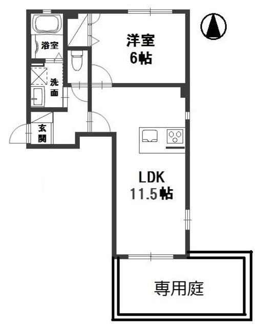 サンライズ渡辺A(1LDK/1階)の間取り写真