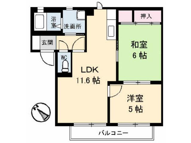 シャーメゾンカメリアA(2LDK/2階)の間取り写真
