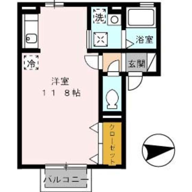 プレジオII(ワンルーム/2階)の間取り写真