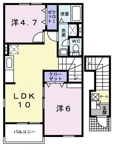 ポーレサンピーチ(2LDK/2階)の間取り写真