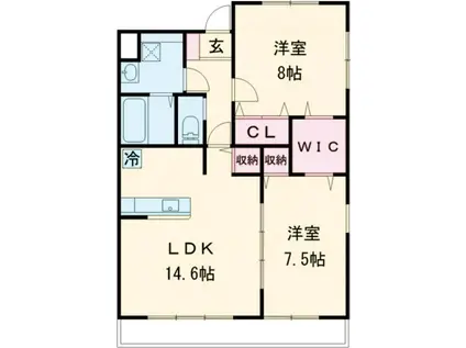 FLORA若狭(2LDK/3階)の間取り写真