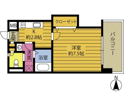 B-STAGE(1K/9階)の間取り写真